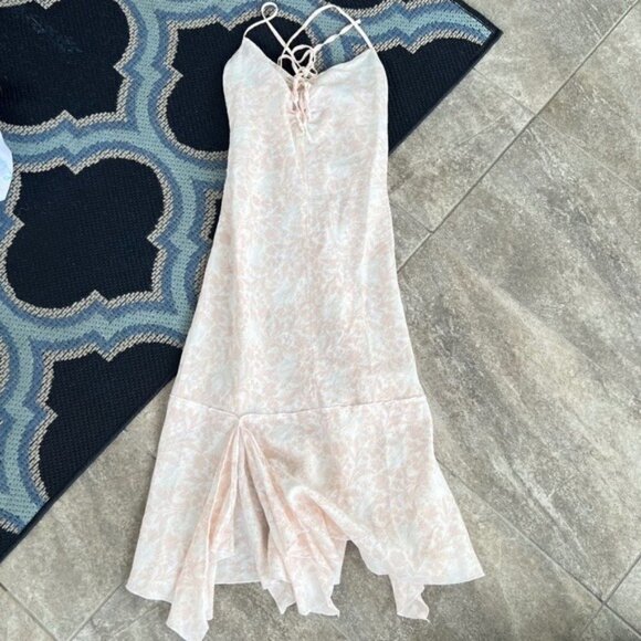 Sisley NWOT Pink Floral Cotton Midi Dress Size Small - Picture 2 of 12